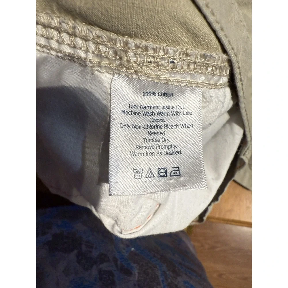 Eddie Bauer Cargo Shorts Mens 38(40) Beige Outdoor Hiking Cotton Pockets Ripstop